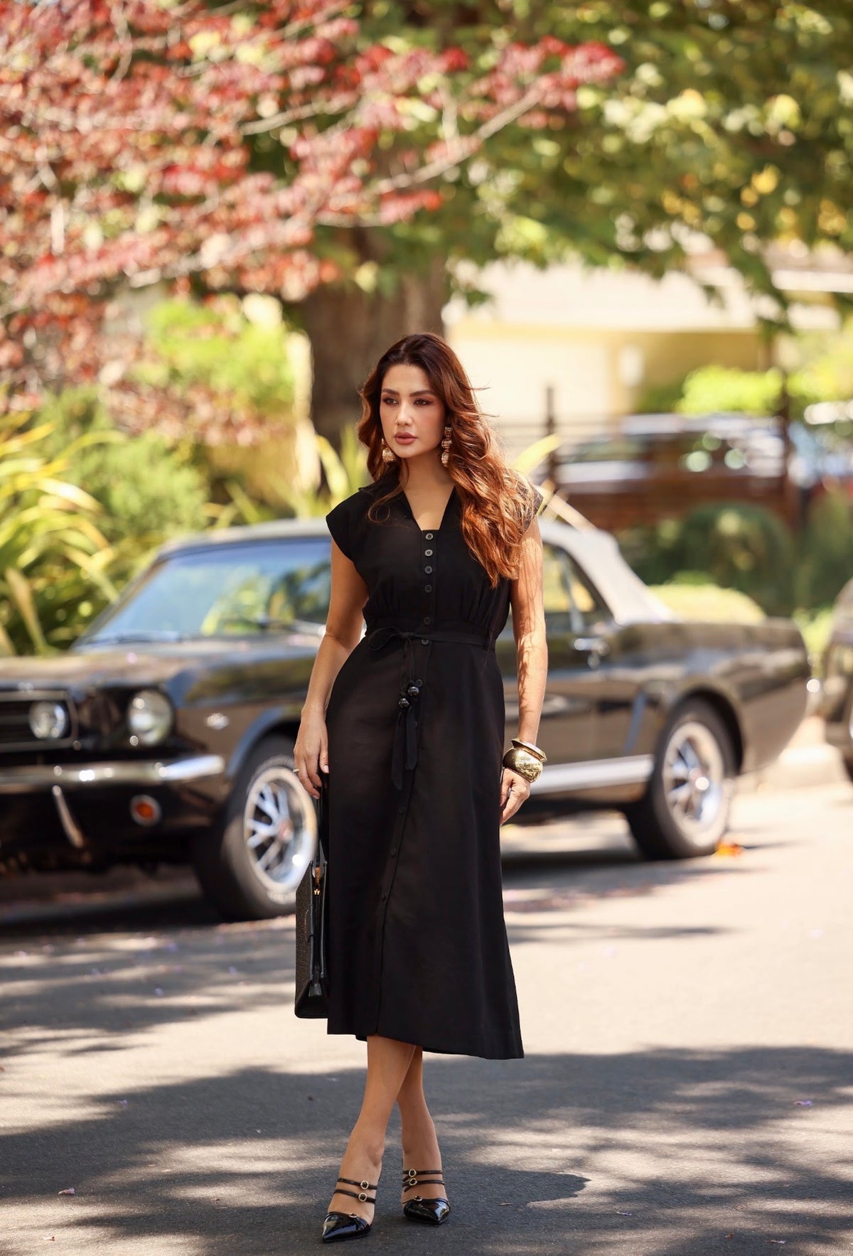 Charlotte Midi Dress in Deep Brown – women's dress by USE Monami